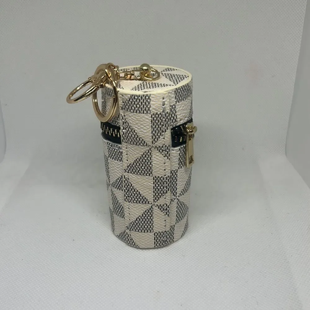 Classic Faux Leather Coin Purse with Zipper and Keychain